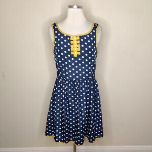 Dear‎ Creatures Polka Dot Dress Navy Yellow Sleeveless